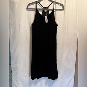 LOFT Black Velvet Midi Dress